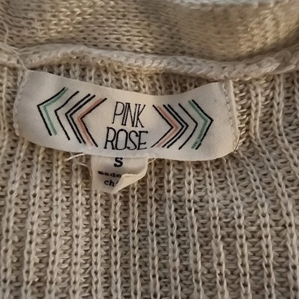 Pink Rose Cozy Open Front Beige Cardigan | Size S